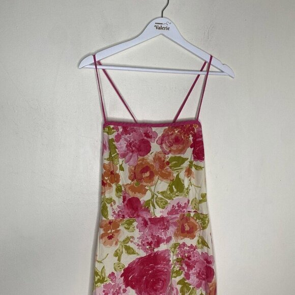 Peep Studio Y2k Pink Orange Floral Cotton Midi Dress Tea Size Large - Picture 4 of 13